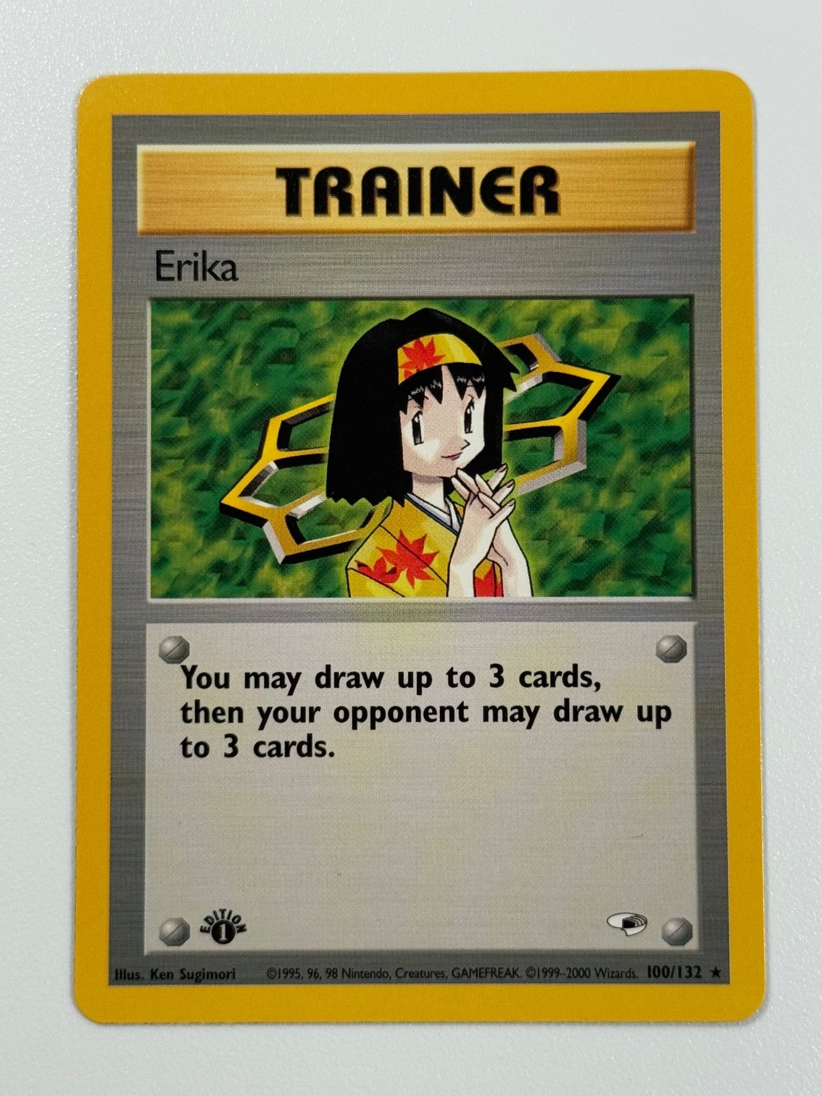 Pokémon Cards Erika 100/132 1ST EDITION Gym Heroes WOTC Rare0