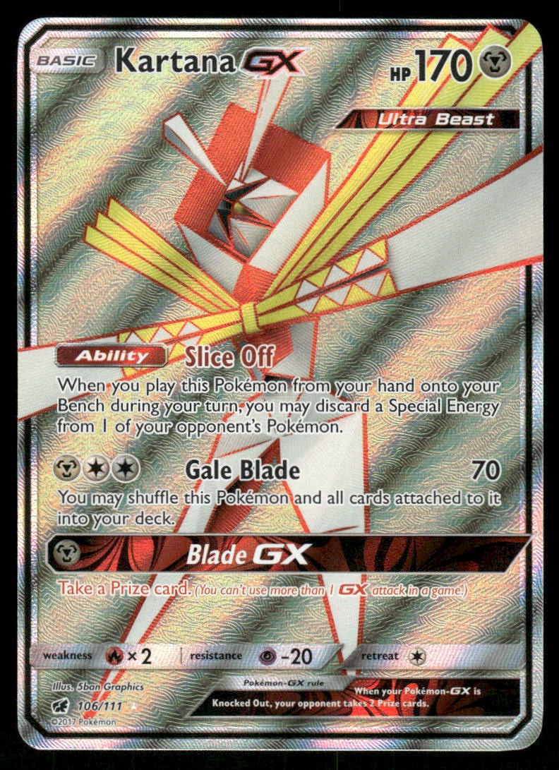 Pokemon Cards Kartana GX 106/111 Crimson Invasion Rare Ultra NM0