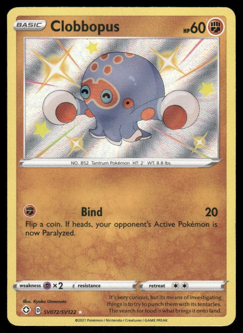 Pokemon Cards Clobbopus SV072/SV122 Shining Fates Shiny Vault Rare Shiny NM0