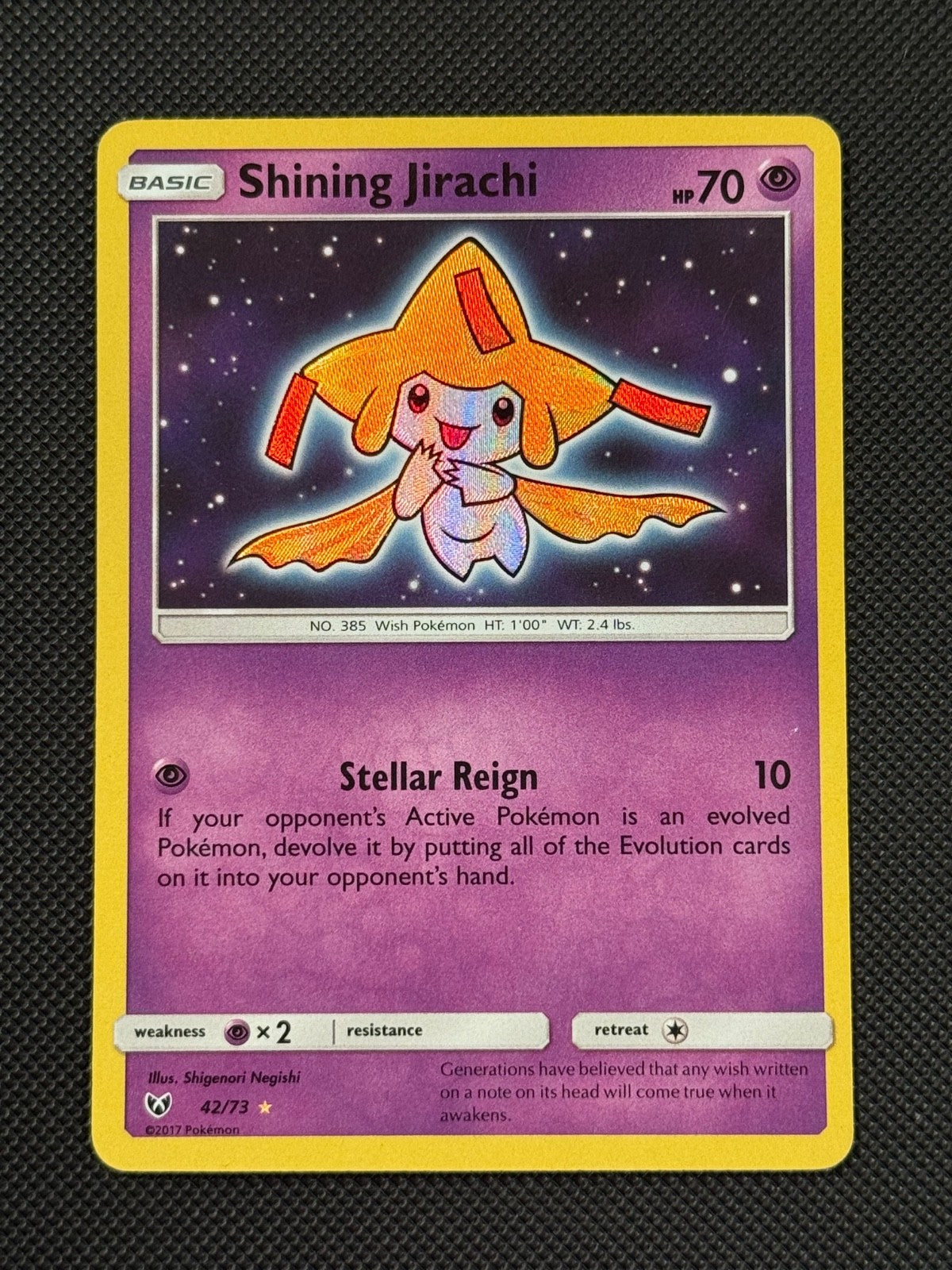 Shining Jirachi 42/73 HOLO Pokémon Card Sun & Moon Shining Legends Holo Rare0