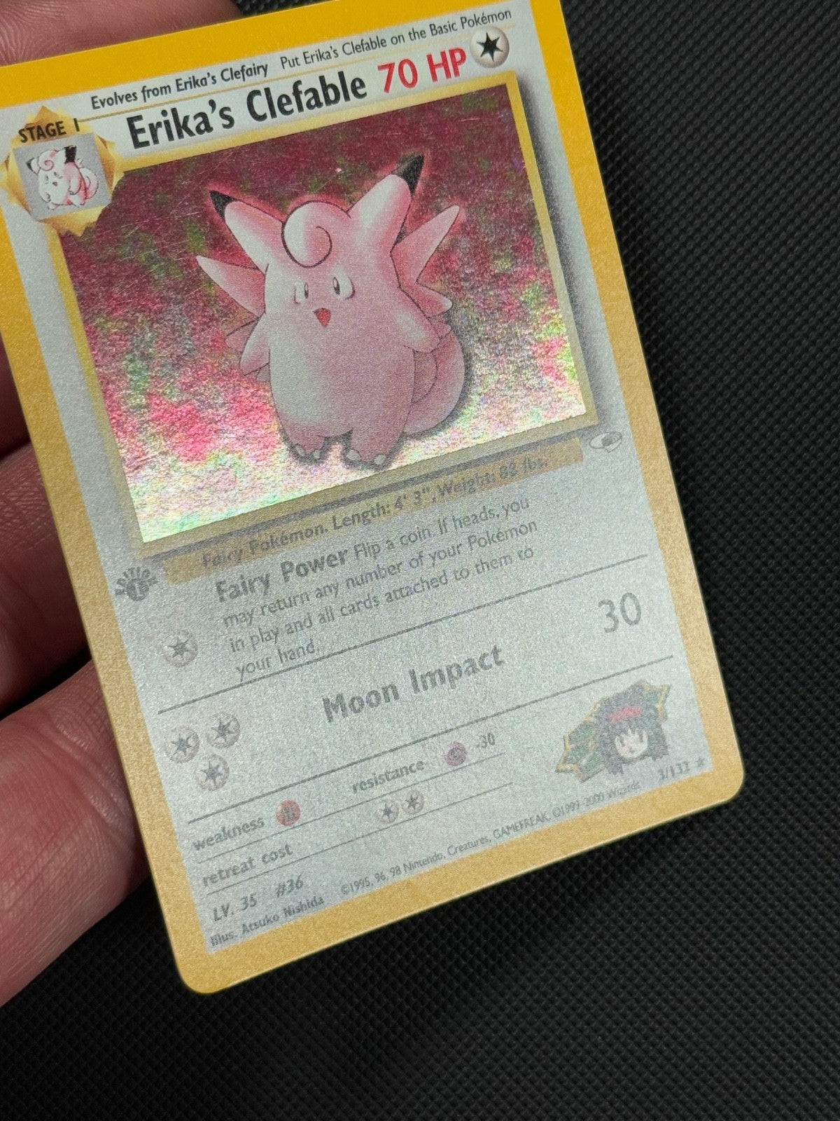Pokémon Cards Erika's Clefable 3/132 1ST EDITION Gym Heroes WOTC Holo Rare3