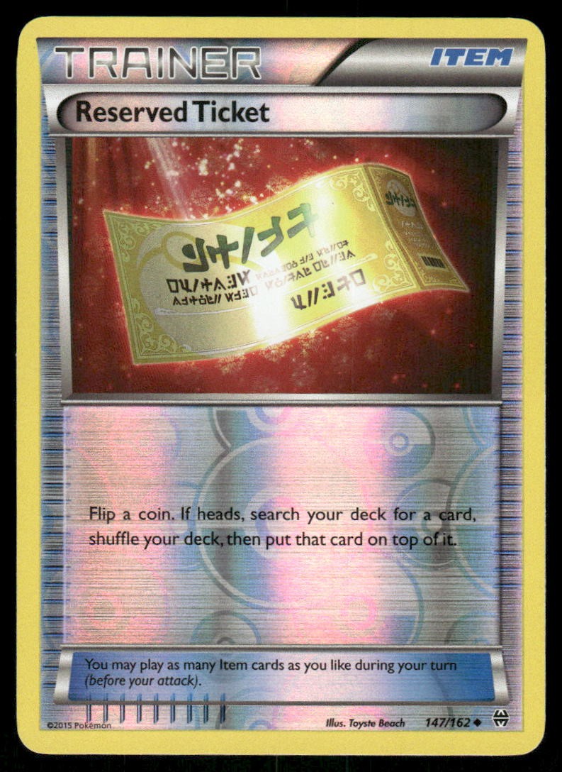 Pokemon Cards Reserved Ticket 147/162 Reverse Holo BREAKthrough XY NM0