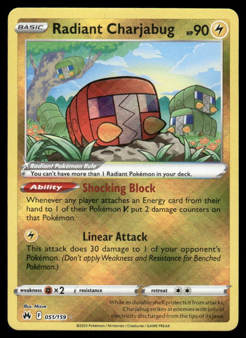 Pokemon Cards Radiant Charjabug 051/159 Crown Zenith Radiant Rare NM *30