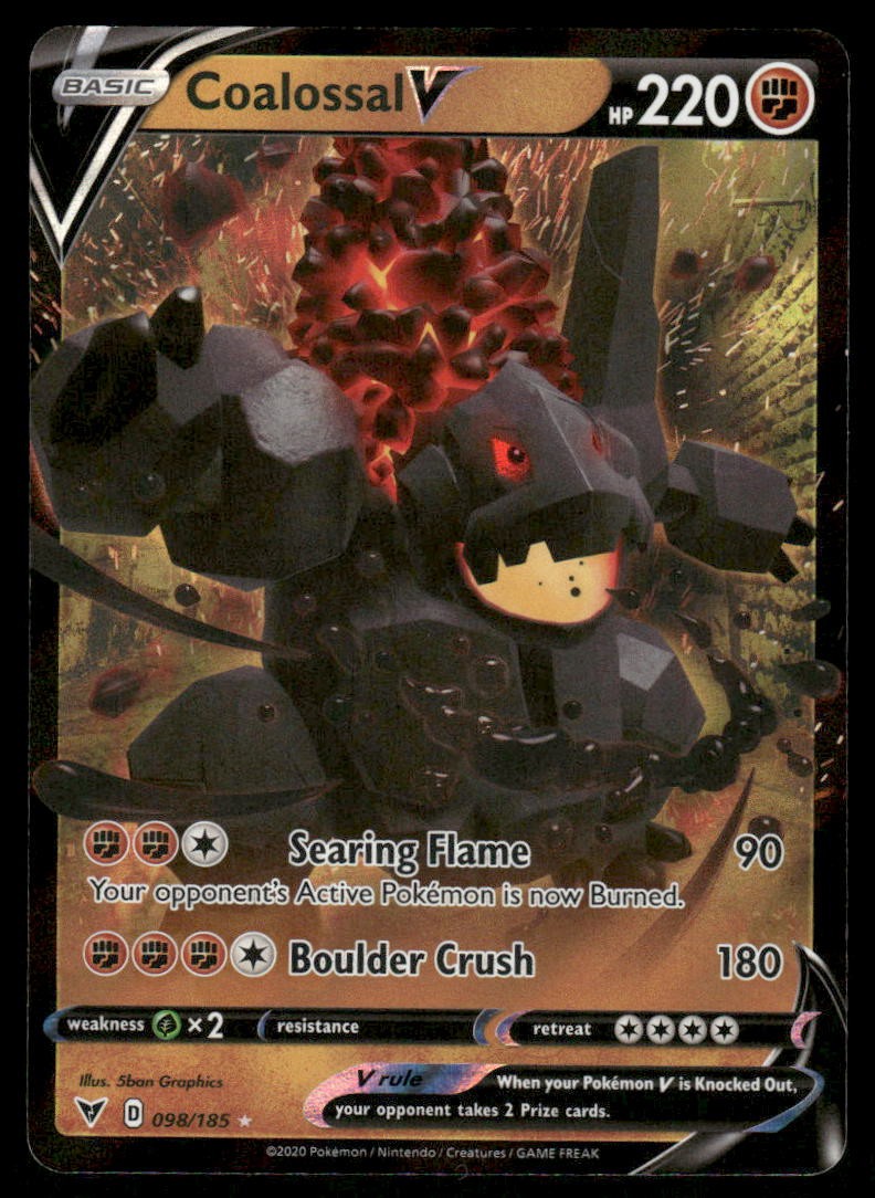 Pokemon Cards Coalossal V 098/185 Vivid Voltage Holo Rare V NM *20
