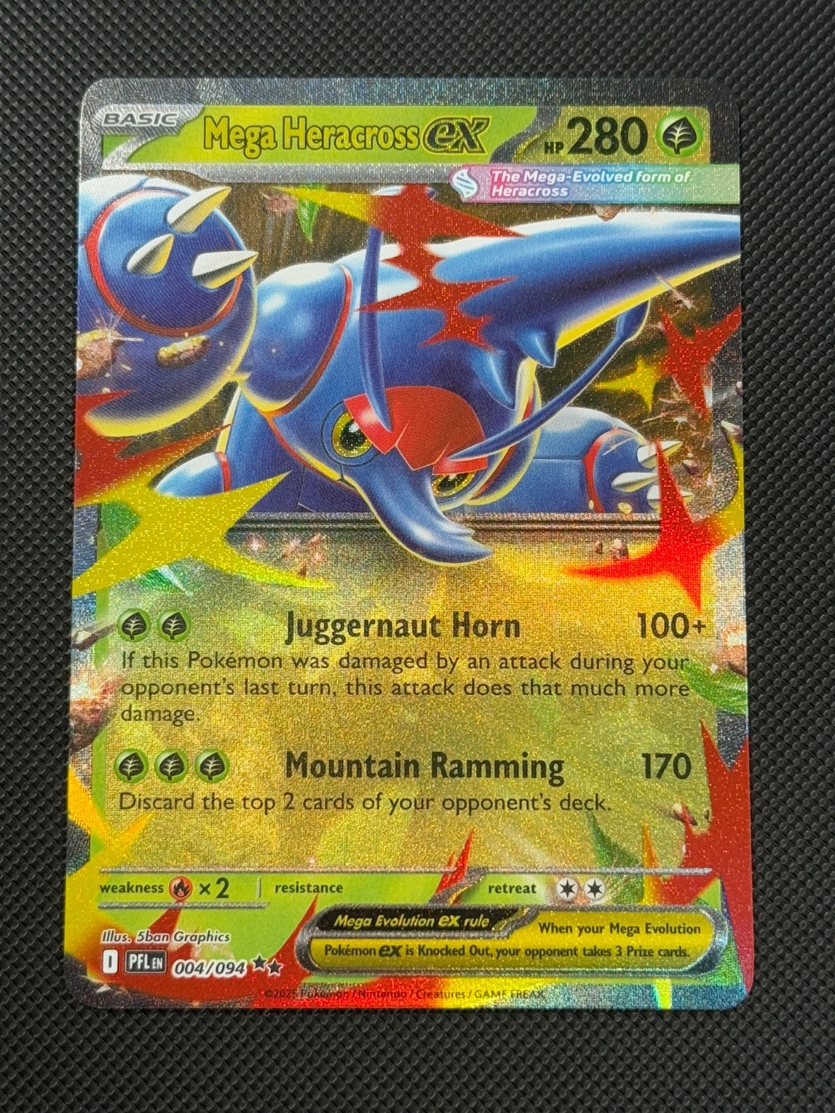 Mega Heracross 004/094 Pokémon Card Mega Phantasmal Flames Holo Rare0