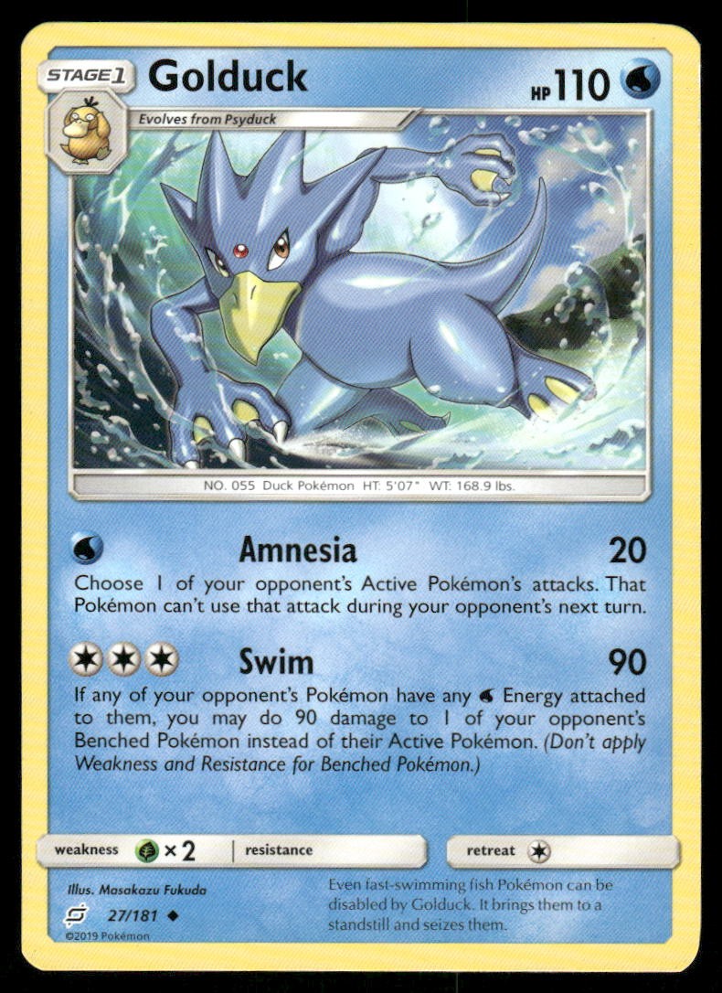 Pokemon Cards Golduck 27/181 Team Up Sun & Moon Uncommon NM0