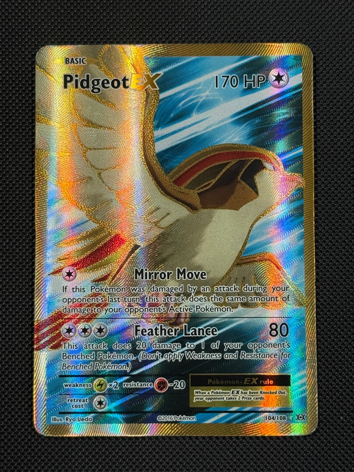 Pidgeot EX 104/108 FULL ART Pokémon Card XY Evolutions Holo Rare0