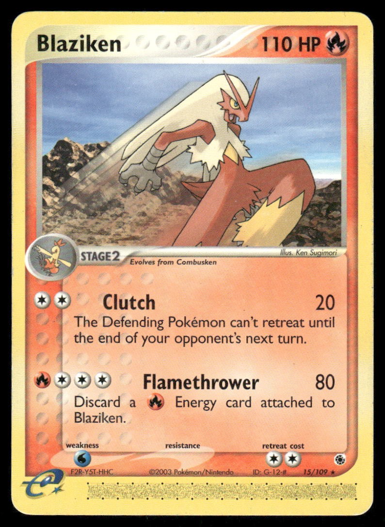 Pokemon Cards Blaziken 15/109 Ruby & Sapphire Rare NM0