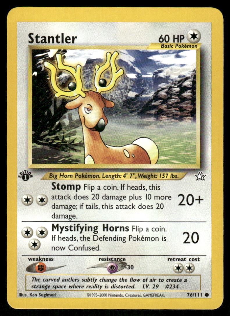 Pokemon Cards Stantler 76/111 1ST EDITION Neo Genesis WOTC Common LP0