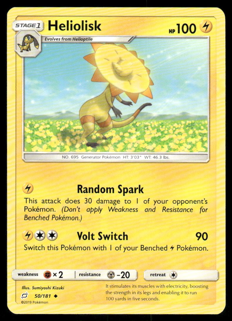 Pokemon Cards Heliolisk 50/181 Team Up Sun & Moon Uncommon NM0