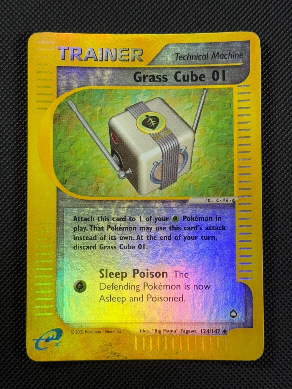 Grass Cube 01 124/147 REVERSE HOLO Pokémon Card WOTC Aquapolis Uncommon0