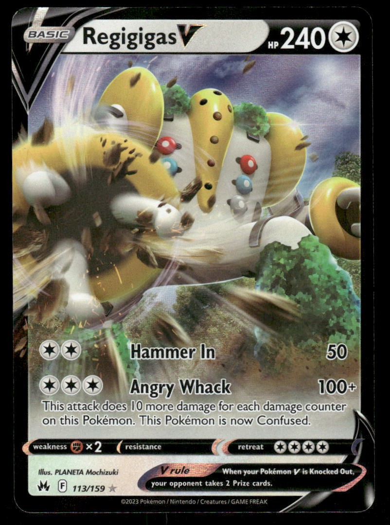 Pokemon Cards Regigigas V 113/159 Crown Zenith Holo Rare V NM0