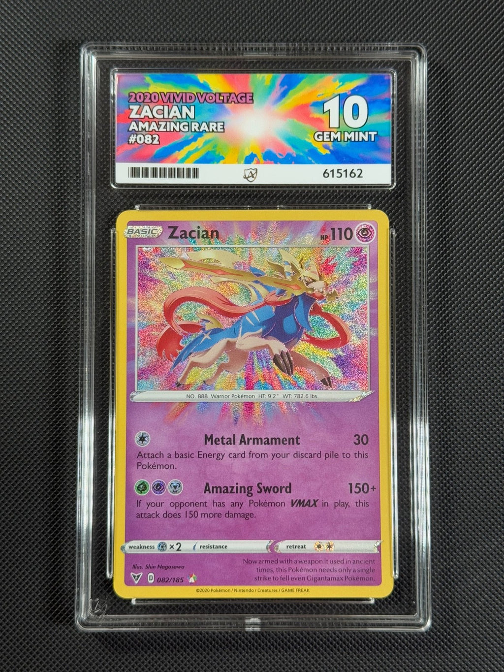 ACE 10 Zacian 082/185 AMAZING RARE Pokémon Card Vivid Voltage GEM MINT0