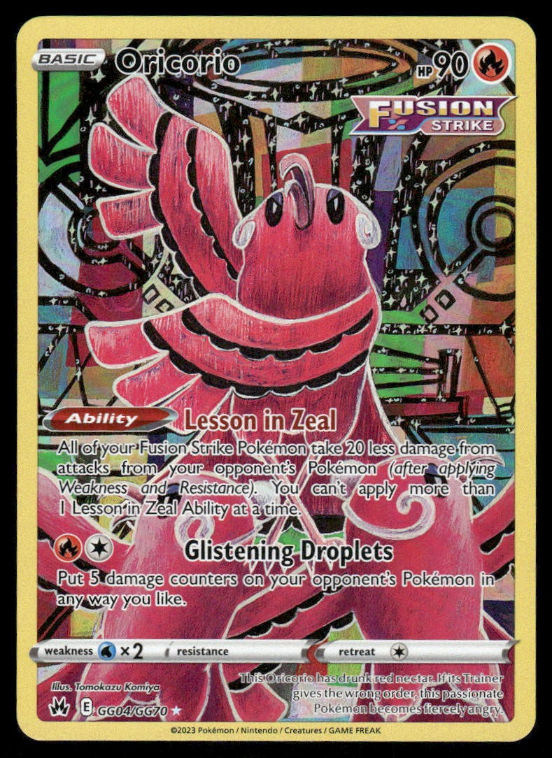 Pokemon Cards Oricorio GG04/GG70 Crown Zenith Galarian Gallery Holo NM0