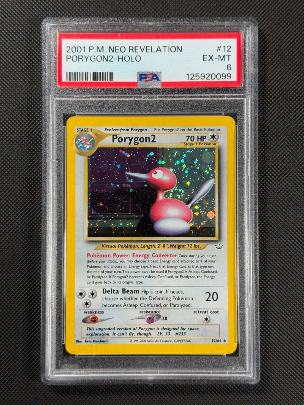 PSA 6 Porygon 2 12/64 HOLO Pokémon Card WOTC Neo Revelation Rare EX-MT0