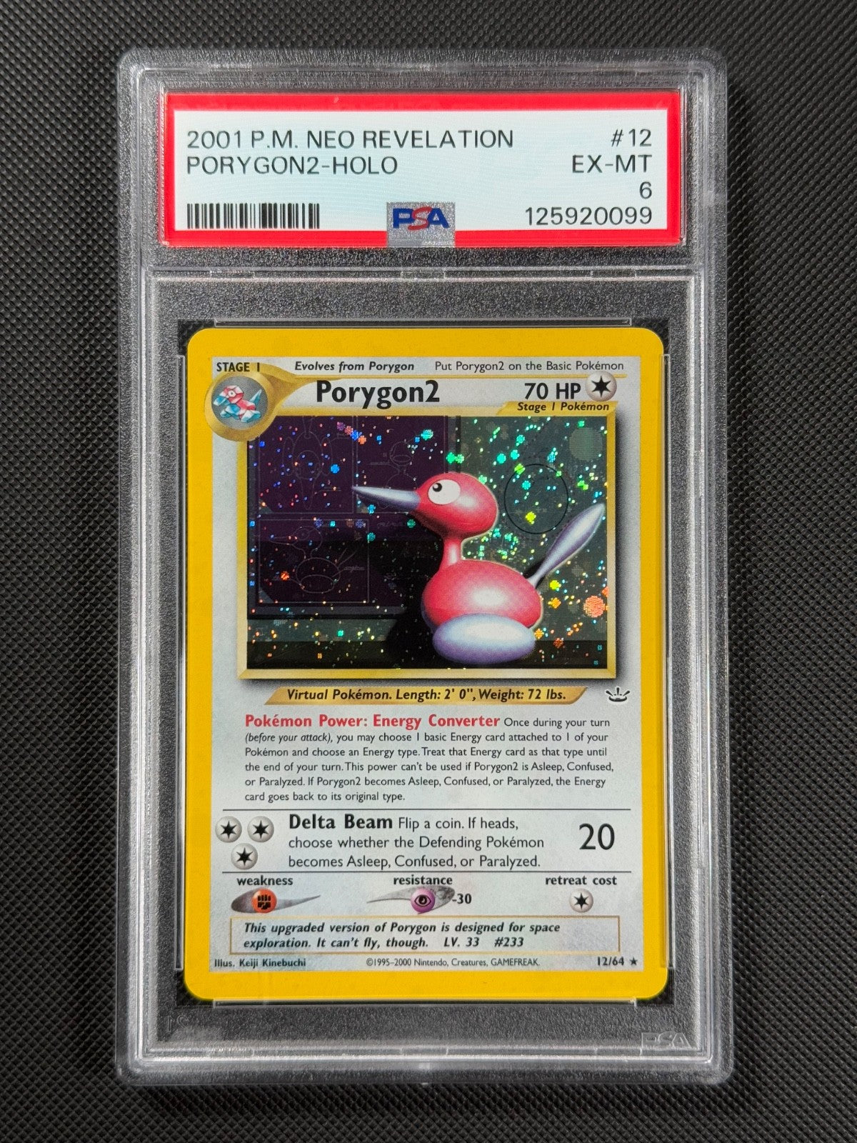 PSA 6 Porygon 2 12/64 HOLO Pokémon Card WOTC Neo Revelation Rare EX-MT0