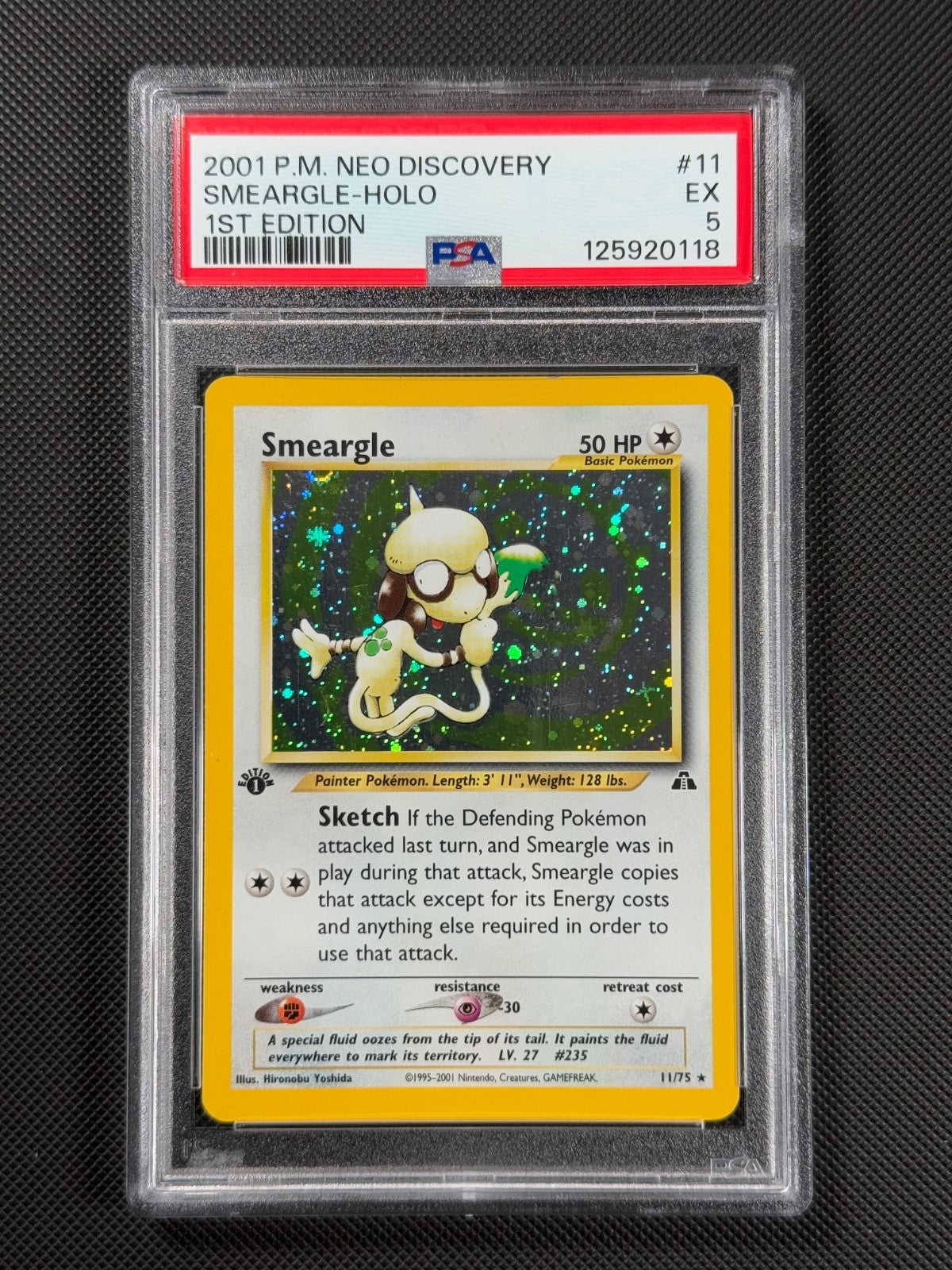 PSA 5 Smeargle 11/75 1ST EDITION Pokémon Card WOTC Neo Discovery Rare Holo EX0