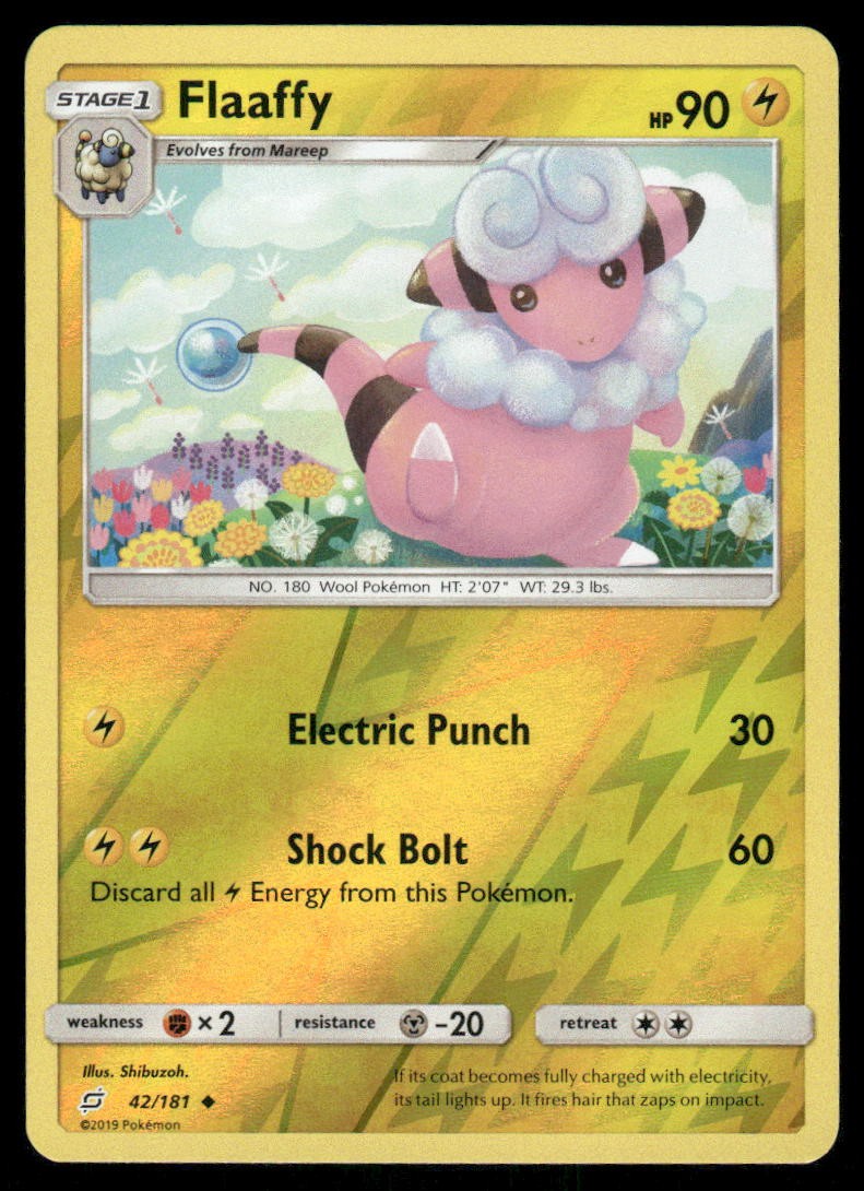 Pokemon Cards Flaaffy 42/181 Reverse Holo Team Up Sun & Moon NM0
