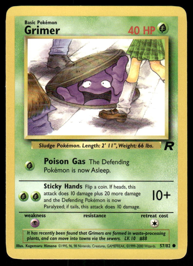 Pokemon Cards Grimer 57/82 UNLIMITED Team Rocket WOTC Common NM0