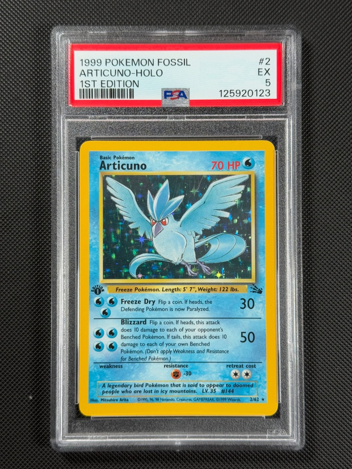 PSA 5 Articuno 2/62 1ST EDITION Pokémon Card WOTC Fossil Rare Holo EX0