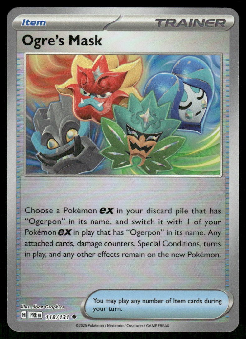 Pokemon Cards Ogre's Mask 118/131 Reverse Holo Prismatic Evolutions Pokeball *20