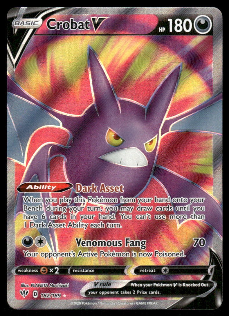 Pokemon Cards Crobat V 182/189 Darkness Ablaze Rare Ultra NM0