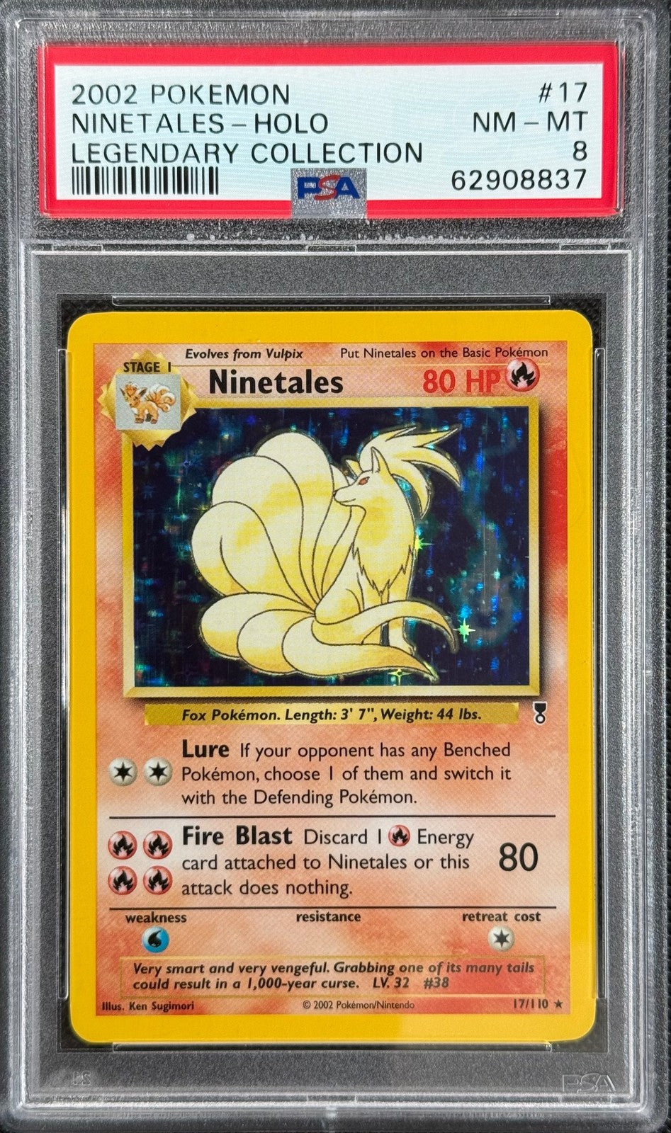 Pokemon Card Ninetales 17/110 Holo Legendary Collection WOTC PSA 80
