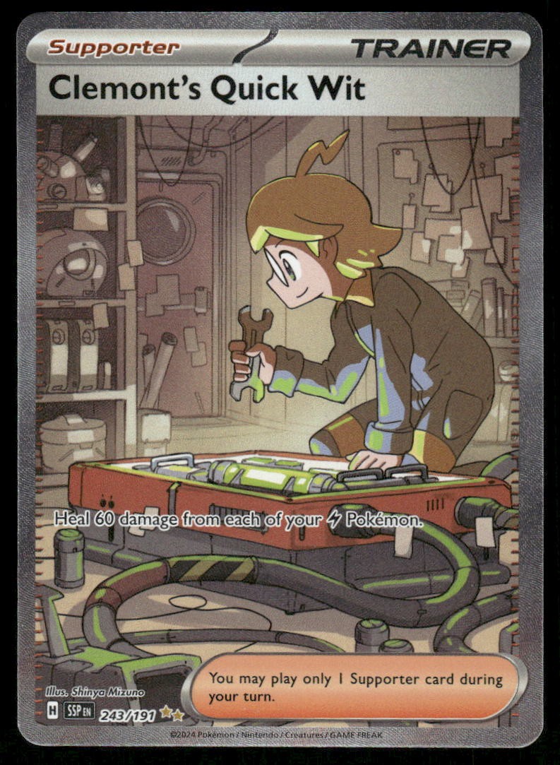 Pokemon Cards Clemont's Quick Wit 243/191 Surging Sparks NM0