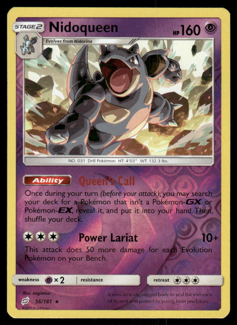 Pokemon Cards Nidoqueen 56/181 Reverse Holo Team Up Sun & Moon NM0