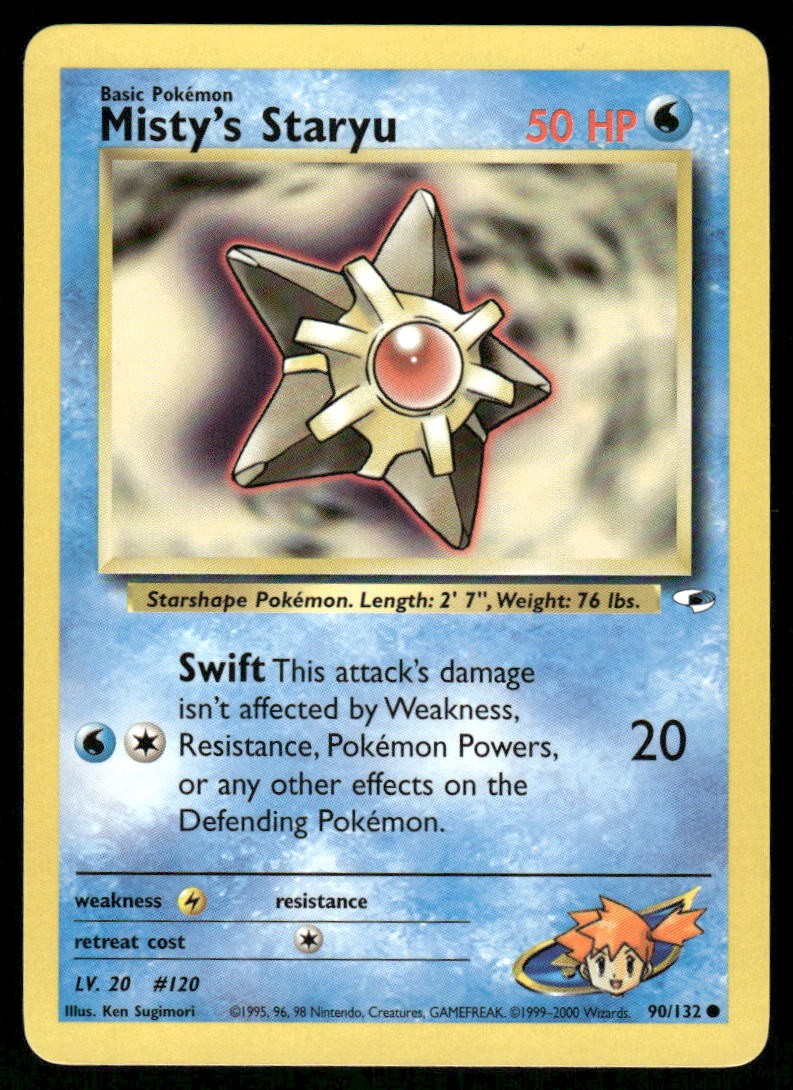 Pokemon Cards Misty's Staryu 90/132 UNLIMITED Gym Heroes WOTC Common NM0