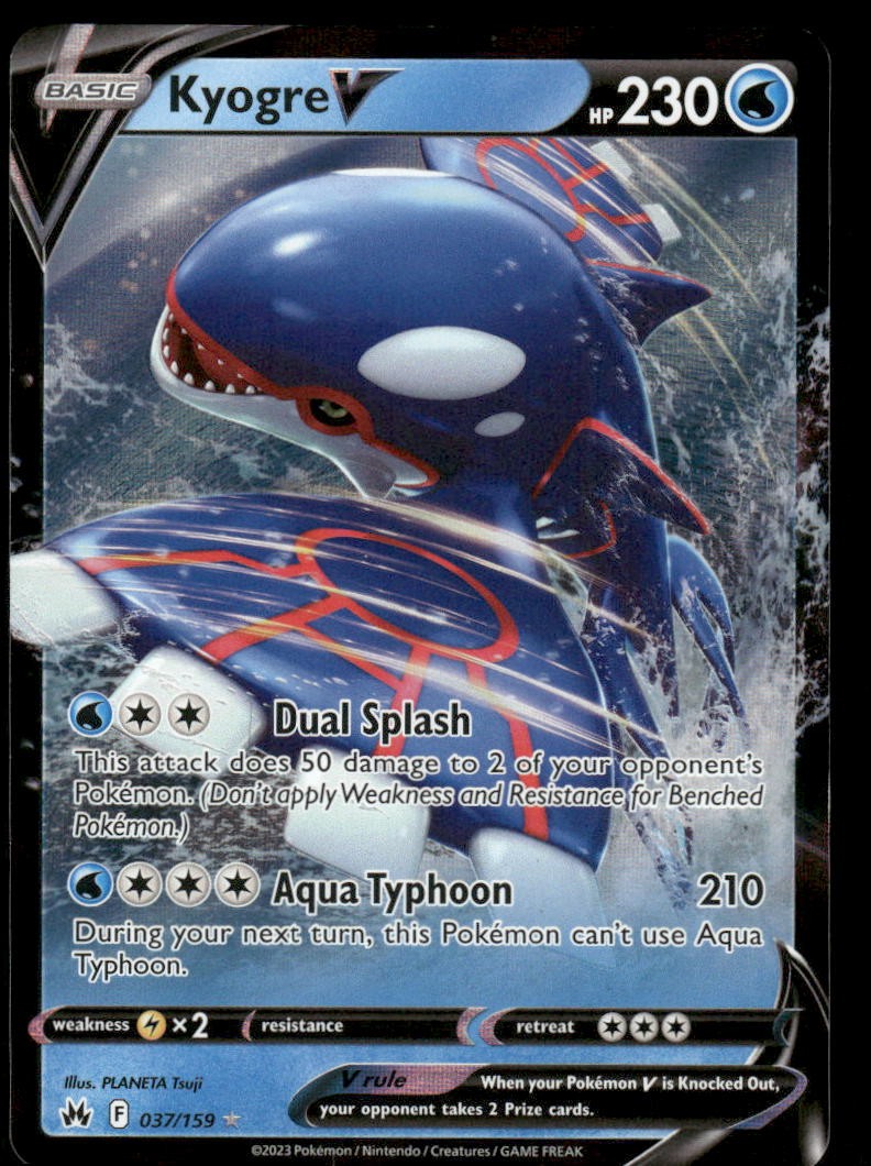 Pokemon Cards Kyogre V 037/159 Crown Zenith Holo Rare V NM0