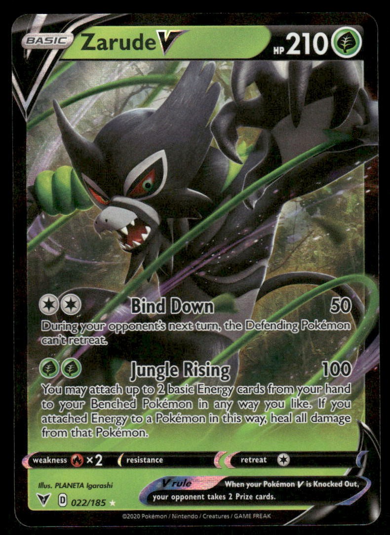 Pokemon Cards Zarude V 022/185 Vivid Voltage Holo Rare V NM0