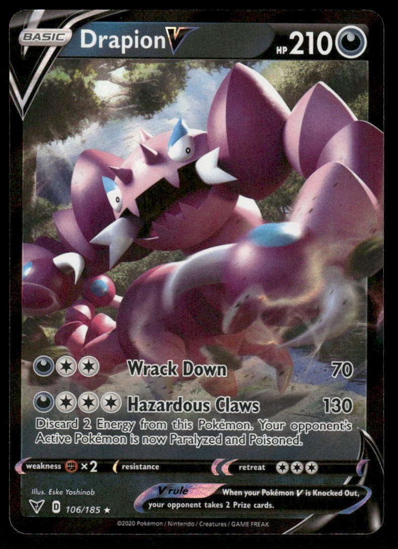 Pokemon Cards Drapion V 106/185 Vivid Voltage Holo Rare V NM0