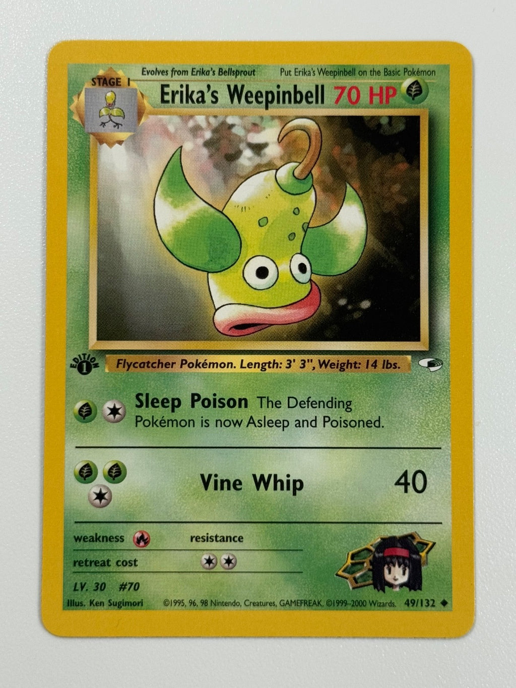 Pokémon Cards Erika's Weepinbell 49/132 1ST EDITION Gym Heroes WOTC Uncommon0