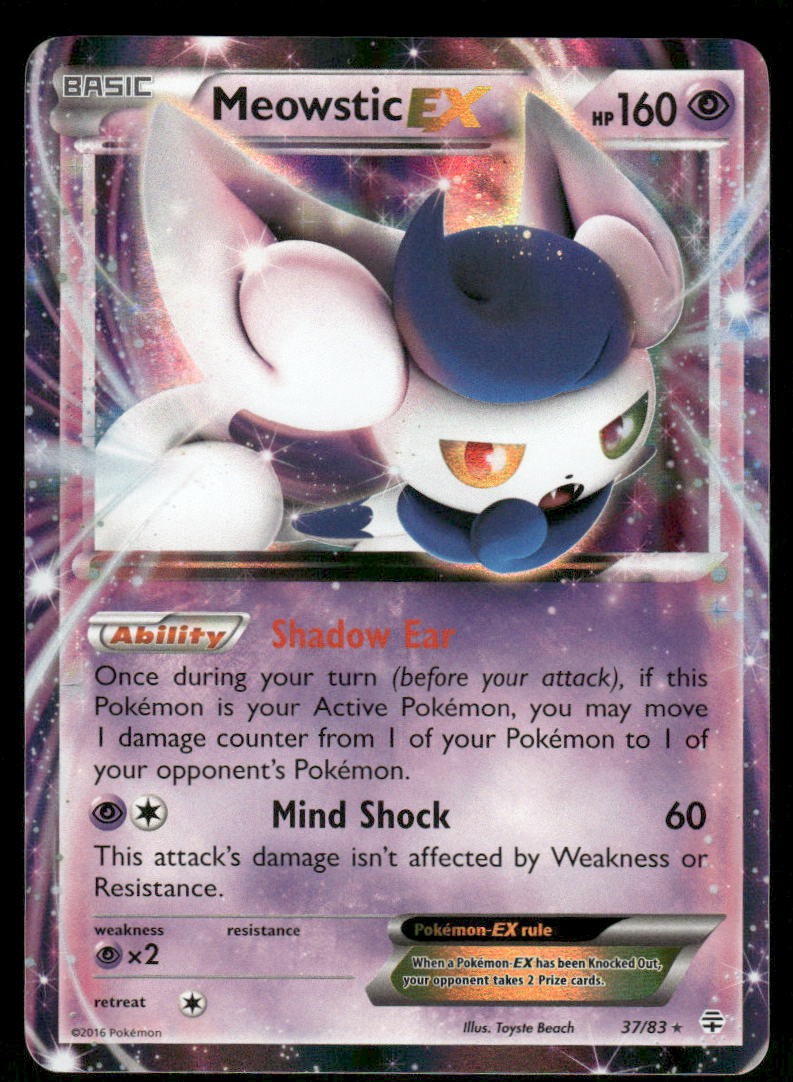 Pokemon Cards Meowstic EX 37/83 Generations Holo Rare EX LP0
