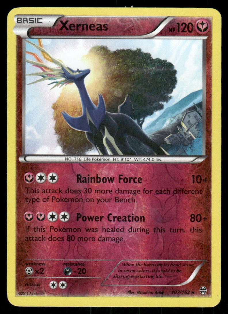 Pokemon Cards Xerneas 107/162 Reverse Holo BREAKthrough XY Holo Rare LP * 20