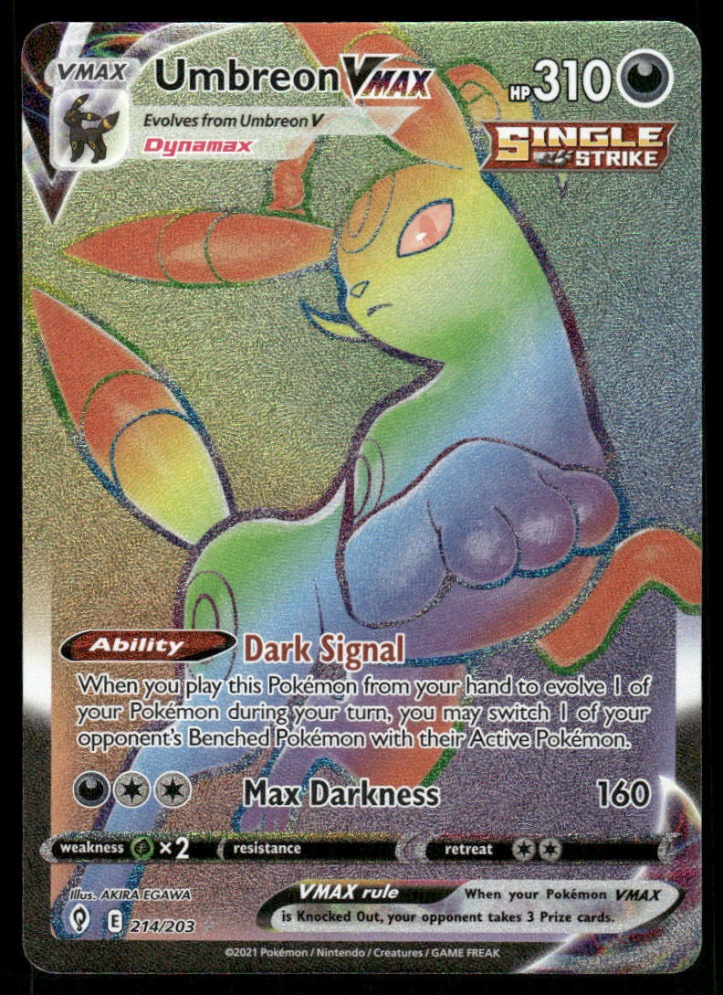 Pokemon Cards Umbreon VMAX 214/203 Evolving Skies Rare Rainbow NM0