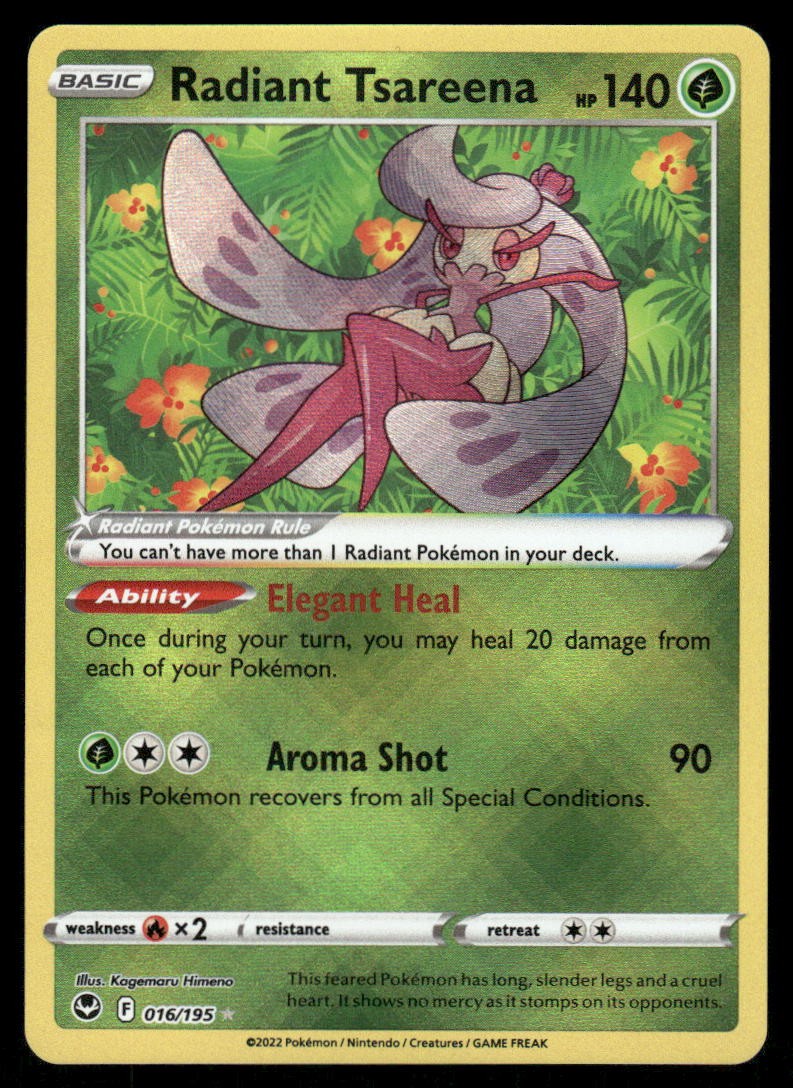 Pokemon Cards Radiant Tsareena 016/195 Silver Tempest Radiant Rare NM0