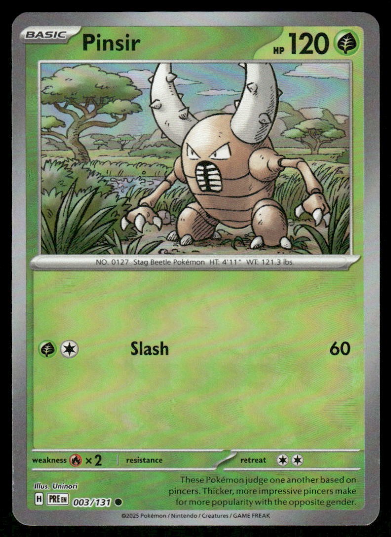 Pokemon Cards Pinsir 003/131 Reverse Holo Prismatic Evolutions Pokeball NM *20