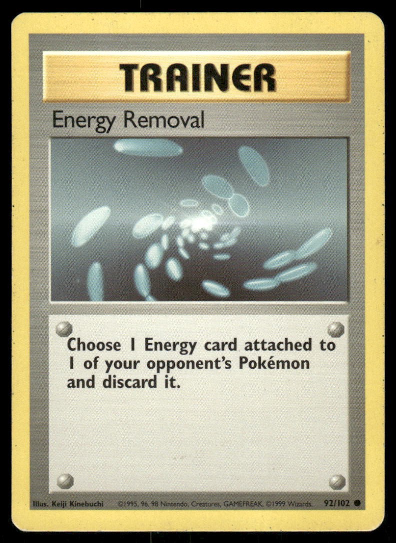 Pokemon Cards Energy Removal 92/102 UNLIMITED Base Set WOTC Common LP0