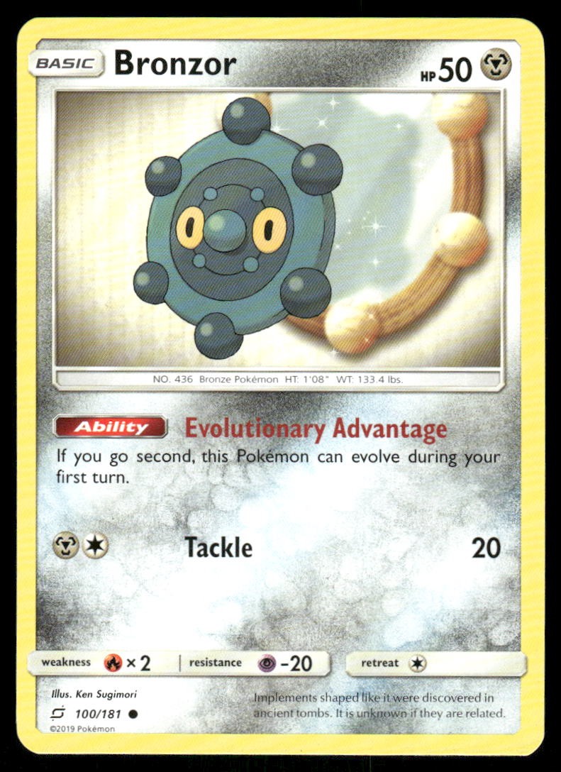 Pokemon Cards Bronzor 100/181 Team Up Sun & Moon Common NM0