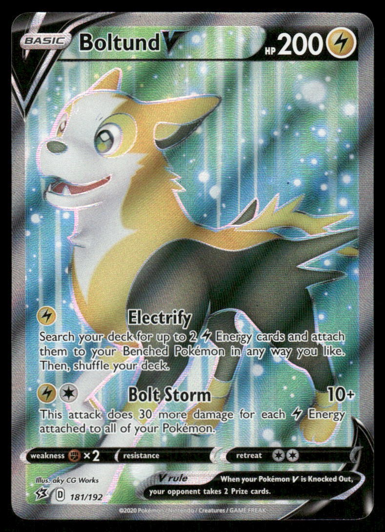 Pokemon Cards Boltund V 181/192 Rebel Clash Rare Ultra NM0