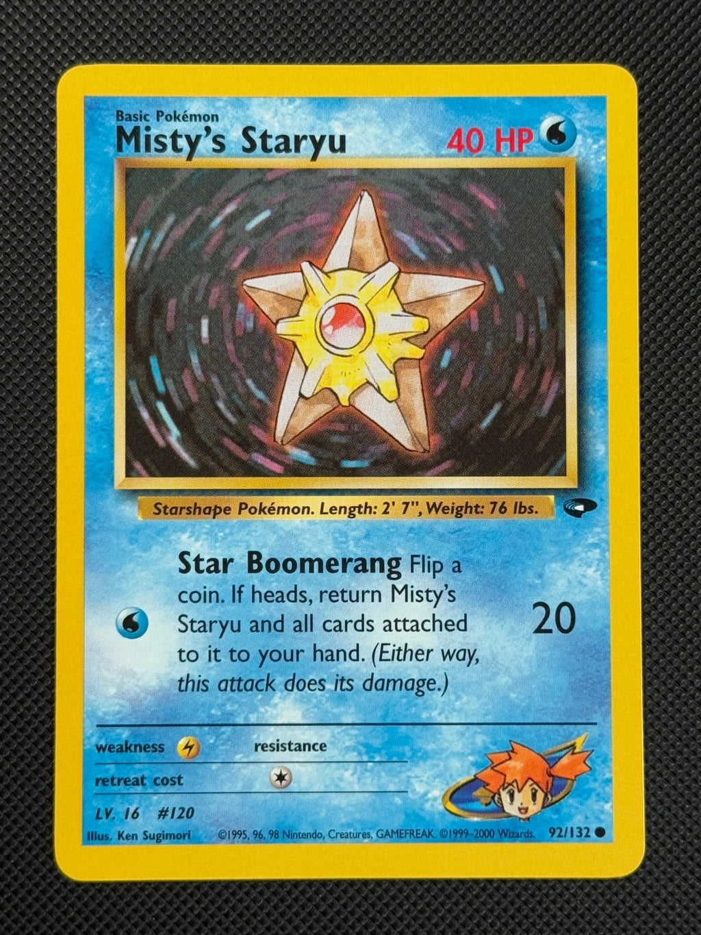 Misty's Staryu 92/132 REGULAR Pokémon Card WOTC Gym Challenge Common0