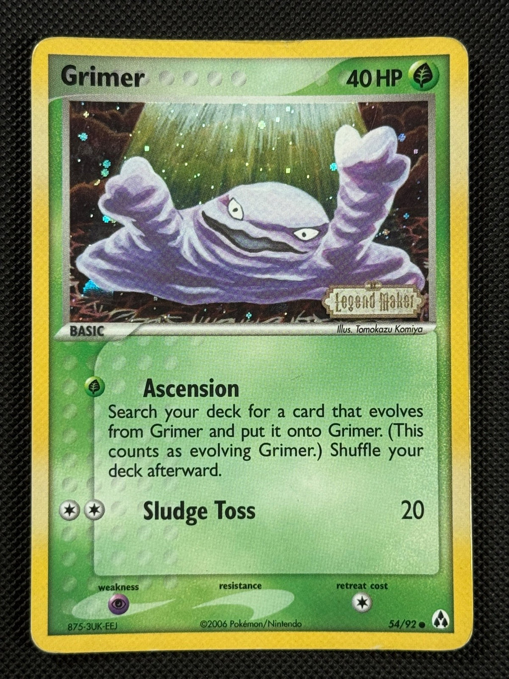 Grimer 54/92 STAMPED Pokémon Card EX Legend Maker Reverse Holo Common 0