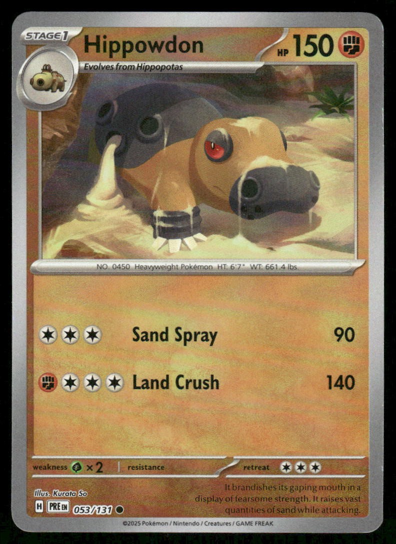 Pokemon Cards Hippowdon 053/131 Reverse Holo Prismatic Evolutions Pokeball NM *20