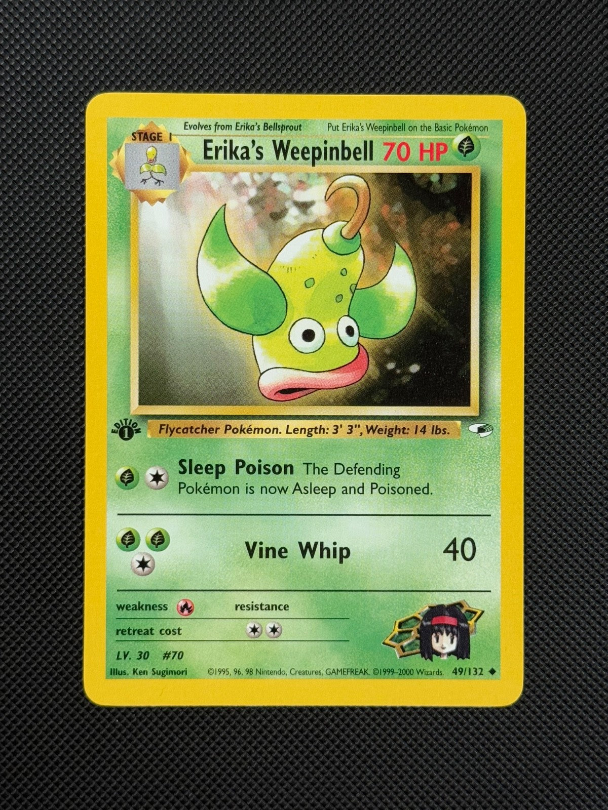 Pokémon Cards Erika's Weepinbell 49/132 1ST EDITION Gym Heroes WOTC Uncommon1