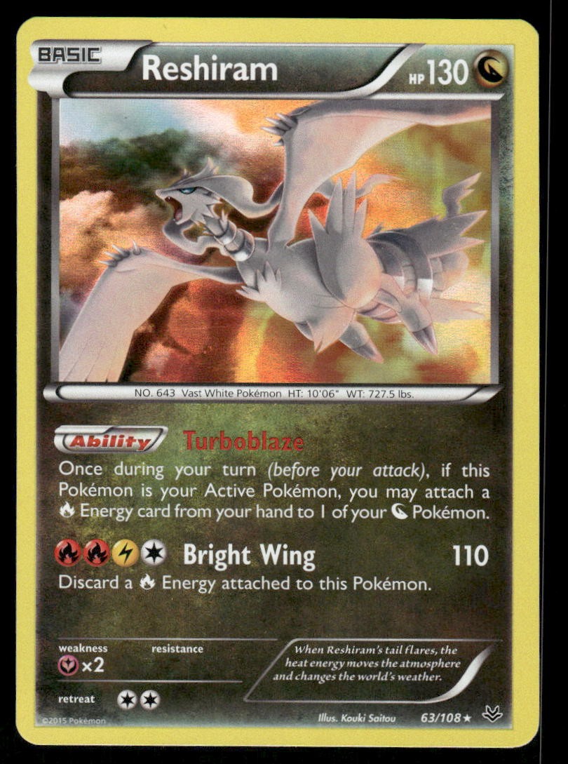 Pokemon Cards Reshiram 63/108 Roaring Skies Holo Rare LP0
