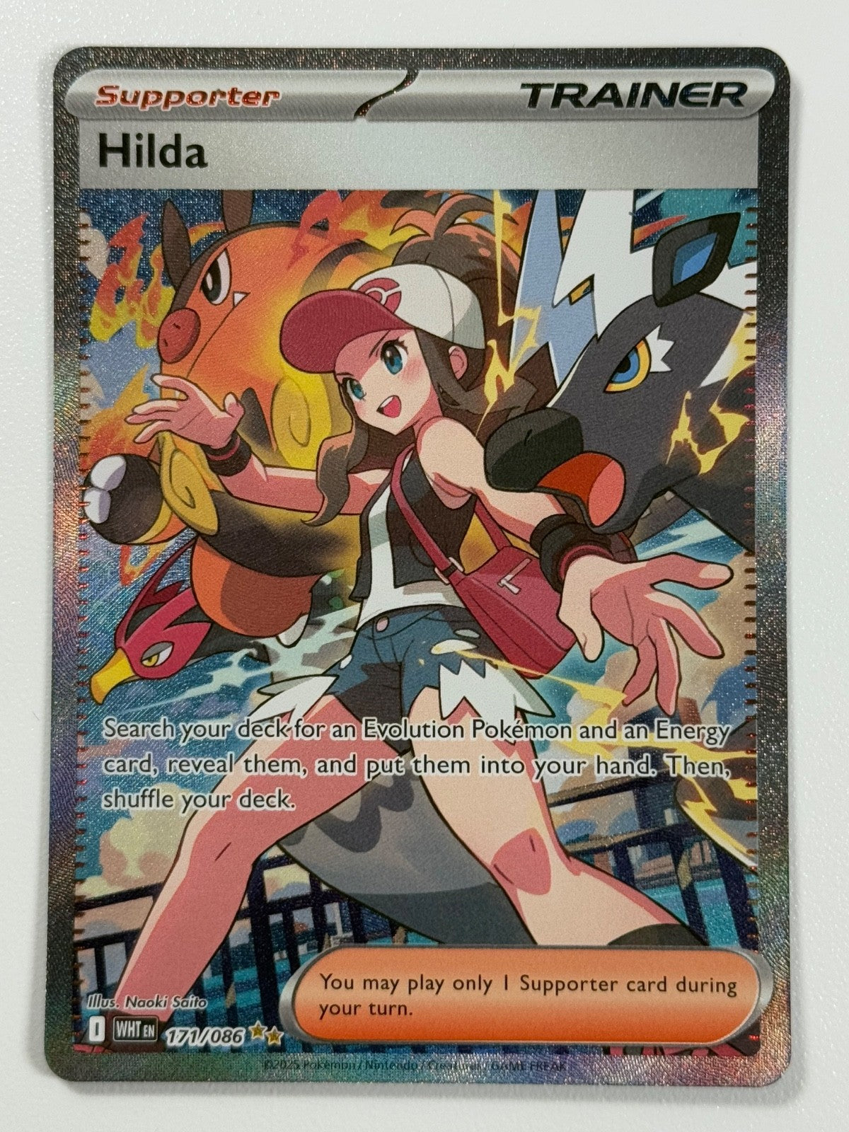 Pokémon Cards Hilda 171/086 White Flare Scarlet & Violet SIR Trainer Holo0