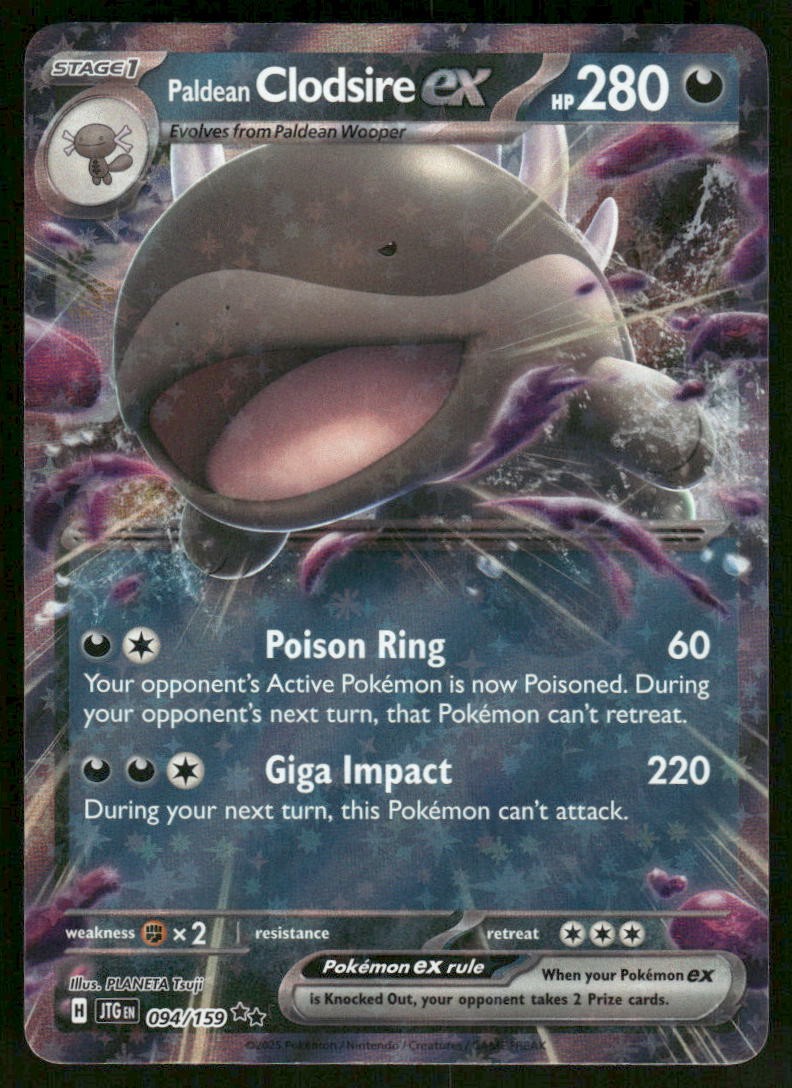 Pokemon Cards Paldean Clodsire ex 094/159 Journey Together Double Rare NM *10