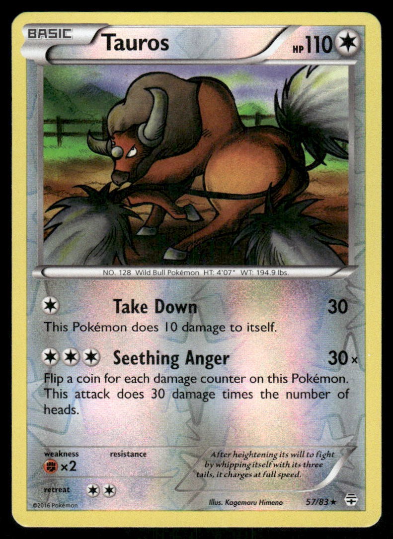 Pokemon Cards Tauros 57/83 Reverse Holo Generations NM0
